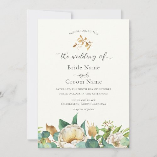 Deep Emerald and Autumn Roses Invitation