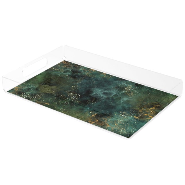 Deep Emerald Elegant Acrylic Tray (Angled)