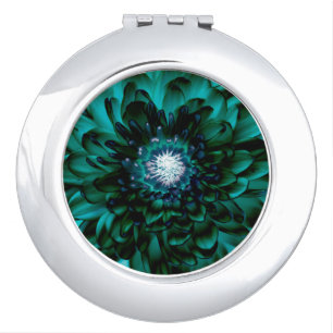 Deep Emerald Floral Compact Mirror