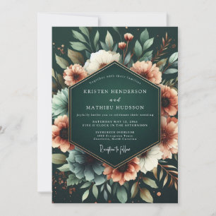 Deep Emerald Floral Opulent Wedding Invitation