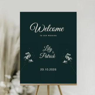Deep emerald Green baby's breath WELCOME SIGN 