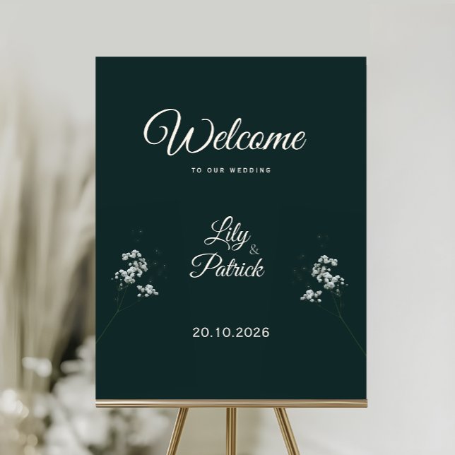 Deep emerald Green baby's breath WELCOME SIGN  (Creator Uploaded)
