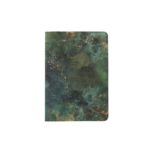 Deep Emerald Green splash Passport Holder (Front)