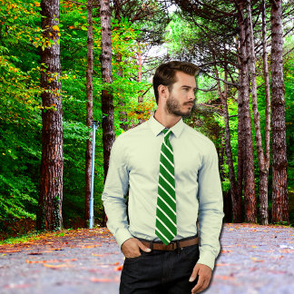  Deep Emerald&Ivory - diagonal stripes  Neck Tie