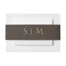 Deep Espresso Brown Belly Band – Gold Initials