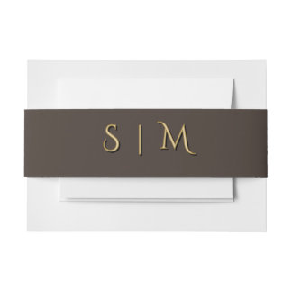 Deep Espresso Brown Belly Band – Gold Initials