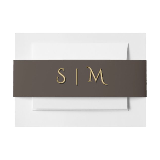 Deep Espresso Brown Belly Band – Gold Initials (Front Example)