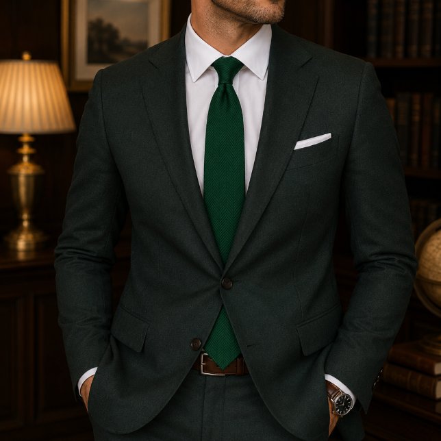 Deep Evergreen Herringbone Neck Tie (Creator Uploaded)