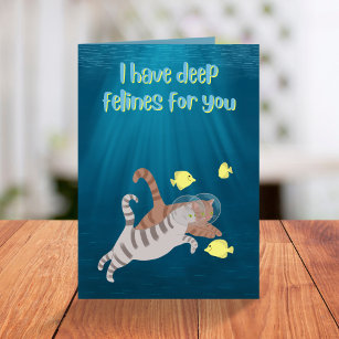 Deep Felines Funny Swimming Cats Valentines Day Holiday Card