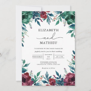 Deep Floral Lush Wedding Invitation