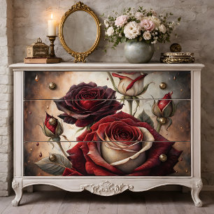 Deep Floral Red Roses Decoupage Tissue Paper