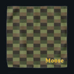 Deep Forest Color Combination with Yellow Bandana<br><div class="desc">Color combination of green,  dark green,  some brown and black. 
Like a deep forest with tall trees on a cloudy day. Quite dark. And green.
Add your friend's name if you like. In beautifully contrasting sunny yellow.</div>