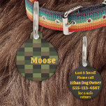 Deep Forest Color Combination with Yellow Pet ID Tag<br><div class="desc">Color combination of green,  dark green,  some brown and black. 
Like a deep forest with tall trees on a cloudy day. Quite dark. And green.
Add your friend's name,  your name and phone number. In beautifully contrasting sunny yellow. Just in case.</div>