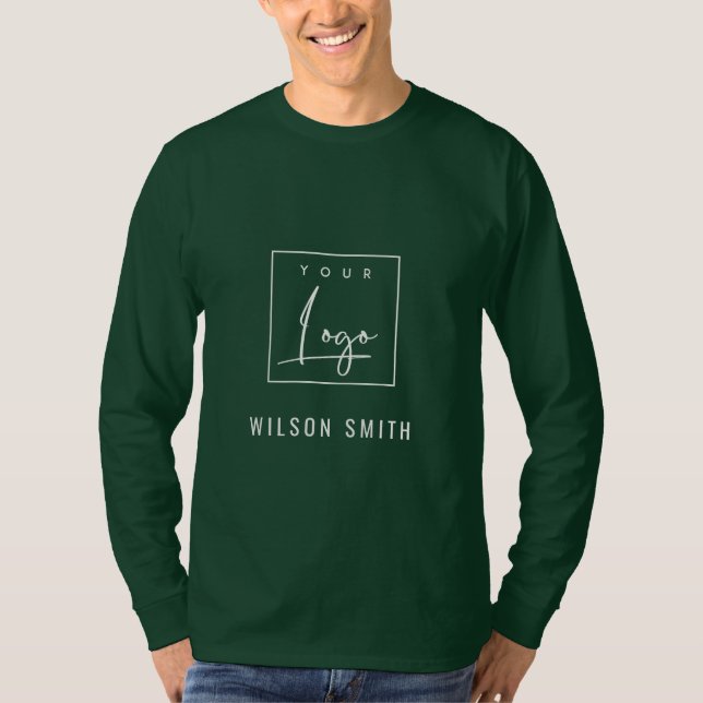 Deep Forest Green Business Add Your Logo With Name T-Shirt (Front)