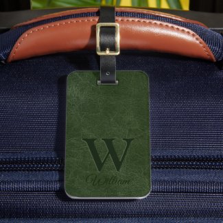 Deep Forest Green Cow Leather Texture Monogrammed