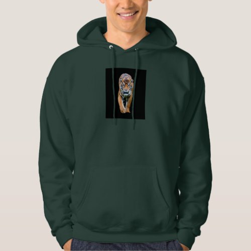 Deep Forest Green Double Sided Walking Tiger Mens Hoodie