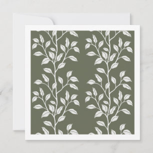 Deep Forest Green Leaf Botanical Silhouette Art Note Card