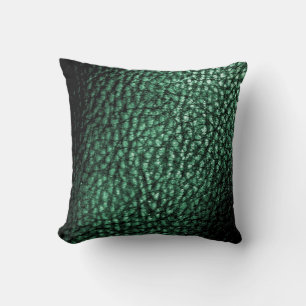 Deep Forest Green Metalic Leather Design-Solid Throw Pillow