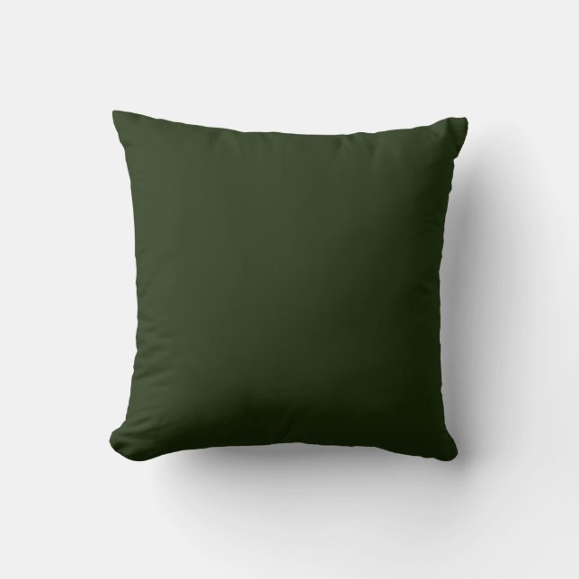 Deep forest green solid color throw pillow (Front)