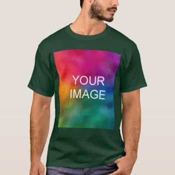 Deep Forest Green Upload Image Logo Photo Mens T-shirt by art_grande at Zazzle