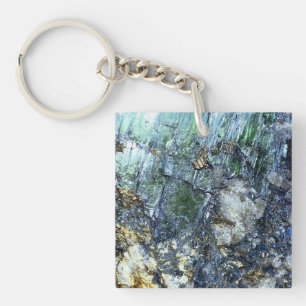Deep Forest Green Vivianite Gemstone Crystal Aura  Keychain
