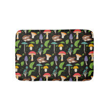 Deep Forest Magic: Colorful Mushrooms on Black