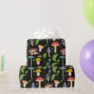Deep Forest Magic: Colorful Mushrooms Pattern Wrapping Paper