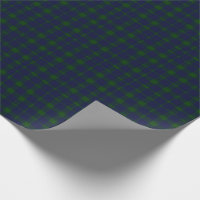 Deep Forest Plaid Navy Blue and Forest Green Wrapping Paper, Zazzle