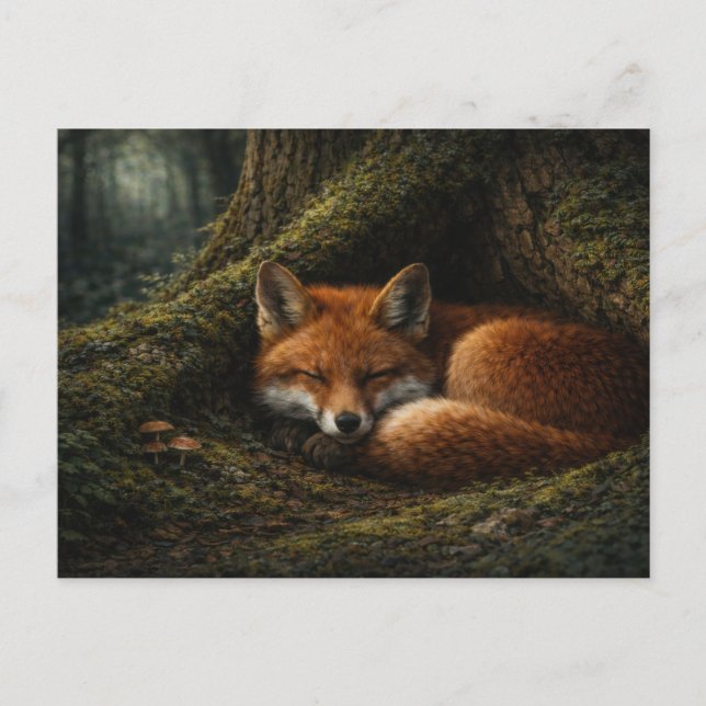 Deep Forest Slumber | Red Fox Art | Postcard (Front)