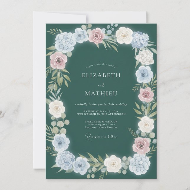 Deep Forest Wildflower Wedding Invitation (Front)