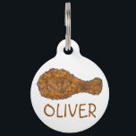 Deep Fried Chicken Leg Drumstick Foodie Soul Food Pet ID Tag<br><div class="desc">Pet tag features an original marker illustration of a delicious fried chicken drumstick. Simply personalize with your pet's name and your contact information for a one-of-a-kind cat or dog tag.

Don't see what you're looking for? Need help with customization? Contact Rebecca to have something designed just for you.</div>