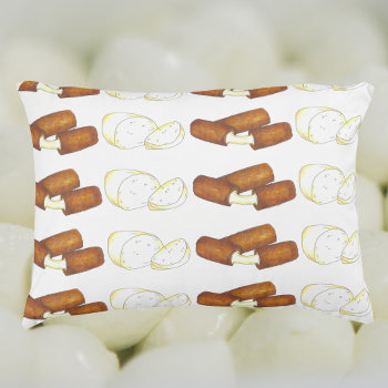 Deep Fried Mozzarella Cheese Sticks Junk Food  Accent Pillow by rebeccaheartsny at Zazzle