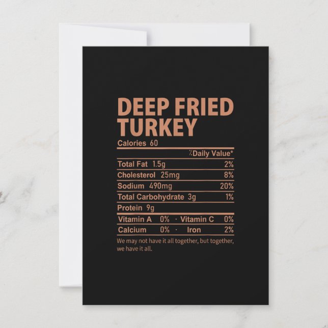 Deep Fried Turkey Costume Thanksgiving Food Nutrit Invitation (Front)