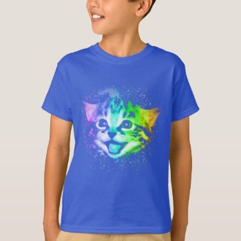 Deep Galaxy Space Kitty T-shirt by RobotFace at Zazzle