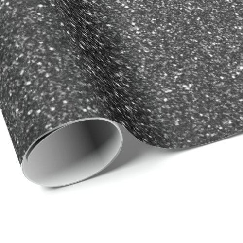 Deep Glam Glitter Black Gray Sparkly Elegant Wrapping Paper