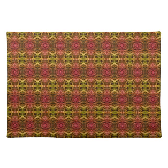 Deep gold and burgundy cloth placemat (Front)