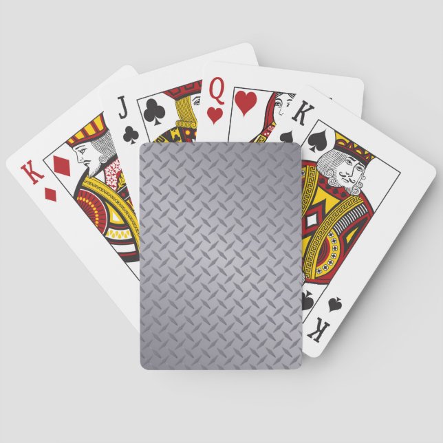 Deep Gray Steel Diamondplate Background Poker Cards (Back)