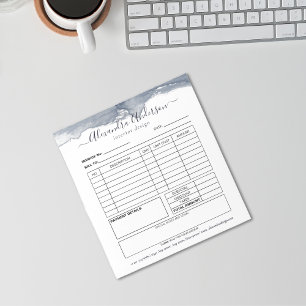 Deep Gray Watercolor Minimal Script Invoice Notepad