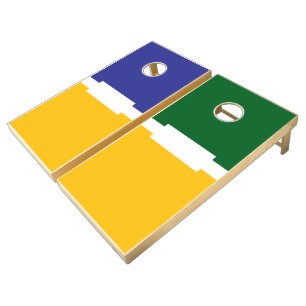 Deep Green Blue Yellow White Camp Color Blocks Cornhole Set