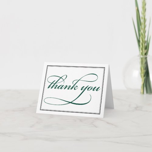 Deep Green Calligraphy Script Thank You Note Card