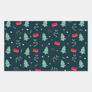 Deep Green Christmas Trees Perfect Gift Rectangular Sticker