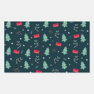 Deep Green Christmas Trees Perfect Gift Rectangular Sticker