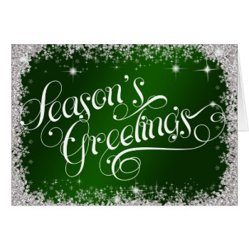 Deep Green Elegant Season's Greetings PERSONALIZE Card 