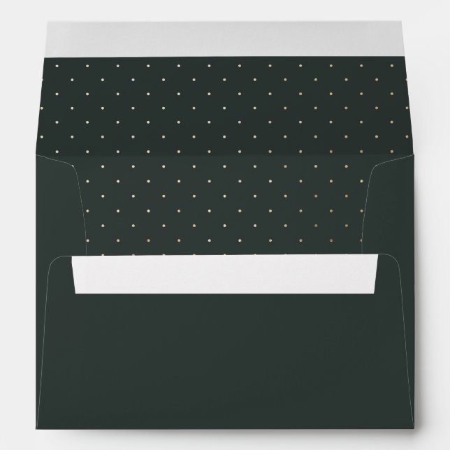 Deep Green Envelope w/ Faux Gold Polka Dot Lining  (Back (Bottom))