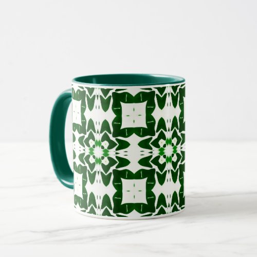 Deep Green Floral Echo Tile Pattern Mug