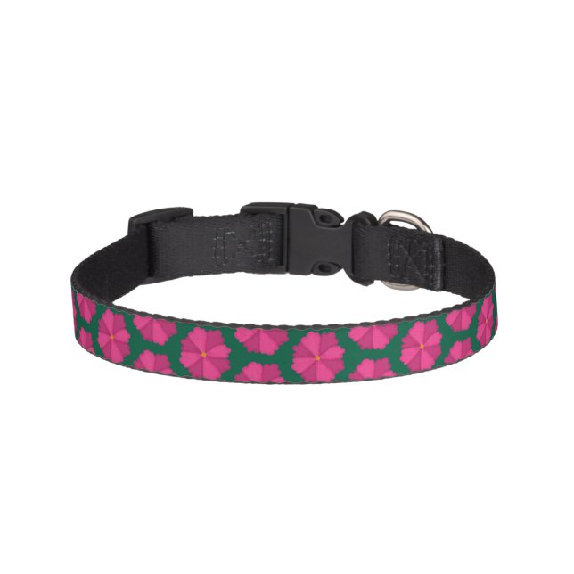 Deep Green Floral Pet Collar (Front)