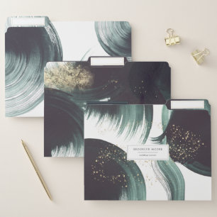 Deep Green Gold Grunge Abstract Personalized File Folder