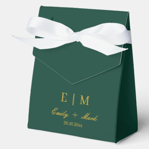 Deep Green Gold Wedding Favor Box Custom