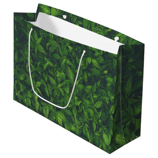 Deep Green Leaves  Large Gift Bag (Front Angled)