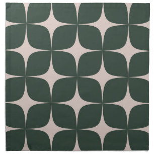 Deep Green Mid Century Modern Geometric Boho  Cloth Napkin